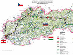 Mapa autopistas Eslovaquia